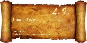Löwi Iván névjegykártya